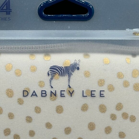 Dabney Lee fabric sleeve for laptops or Ultrabooks 14” white gold polka dots vel - Picture 2 of 12